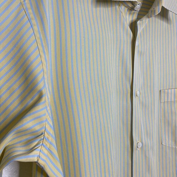 ERMENEGILDO ZEGNA Men’s Striped Light Yellow/ Light Blue Button Down Shirt XL - Picture 3 of 7
